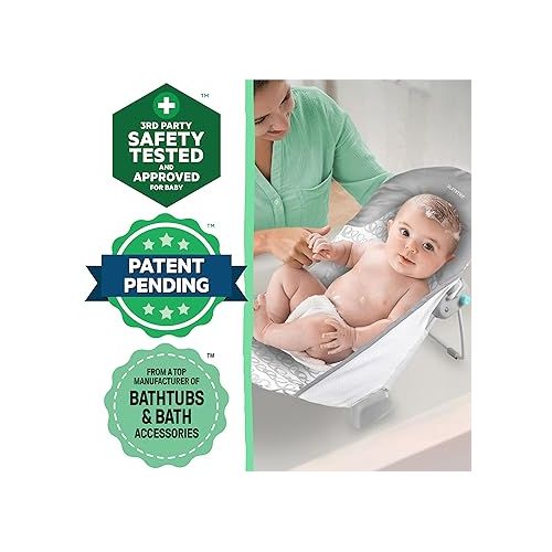 썸머인펀트 Summer Infant by Ingenuity Foldaway 2-Position Baby Bath Seat, Adjustable Support for Sink or Bathtub, Ages 0-6 Months up to 20 Pounds, Machine-Washable Sling
