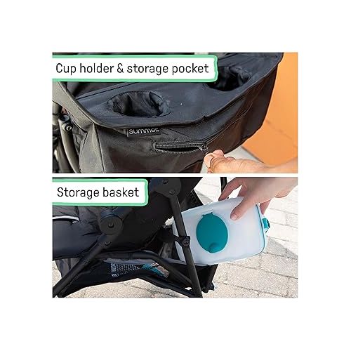 썸머인펀트 Summer Infant, 3D Mini Convenience Stroller - Lightweight Stroller with Compact Fold MultiPosition Recline Canopy with Pop Out Sun Visor and More - Umbrella Stroller for Travel and More, Gray