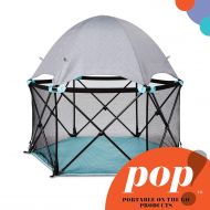Summer Infant Summer Pop ‘n Play Deluxe Ultimate Playard, Aqua Splash  Full Coverage Indoor/Outdoor Play Pen  Portable Playard with Fast, Easy and Compact Fold