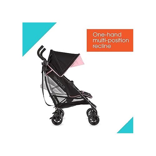 썸머인펀트 Summer Infant 3Dlite+ Convenience Stroller, Pink/Matte Black - Lightweight Umbrella Stroller with Oversized Canopy, Extra-Large Storage and Compact Fold