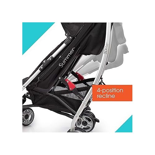 썸머인펀트 Summer Infant 3Dlite Convenience Stroller, Teal - Lightweight Stroller with Aluminum Frame, Large Seat Area, 4 Position Recline, Extra Large Storage Basket, 1 Count (Pack of 1)