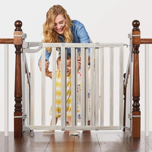 썸머인펀트 [아마존 핫딜] Summer Infant Banister & Stair Safety Gate with Extra Wide Door, Wood, 33 - 46, Birch Stain with Gray Accents, 33-46