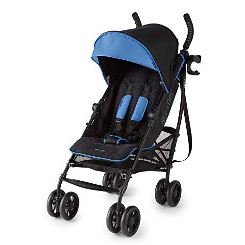 썸머인펀트 [아마존베스트]Summer Infant Summer 3Dlite+ Convenience Stroller, Blue/Matte Black  Lightweight Umbrella Stroller with Oversized Canopy, Extra-Large Storage and Compact Fold