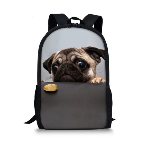  Summeridea Cool 3D Pug Dog Animals Children School Book Bag Kids Printing Backpacks