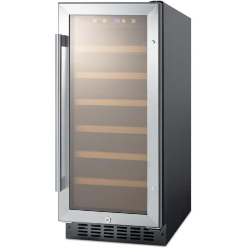  [아마존베스트]Summit Appliance Summit SWC1535B 15 Built-In Undercounter Glass Door Wine Cellar with Lock and Digital Controls, Glass/Black