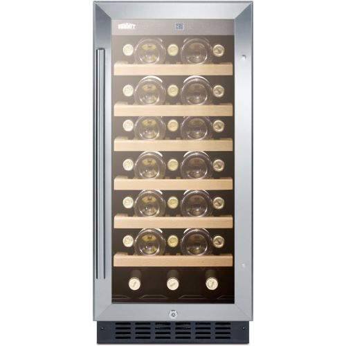  [아마존베스트]Summit Appliance Summit SWC1535B 15 Built-In Undercounter Glass Door Wine Cellar with Lock and Digital Controls, Glass/Black