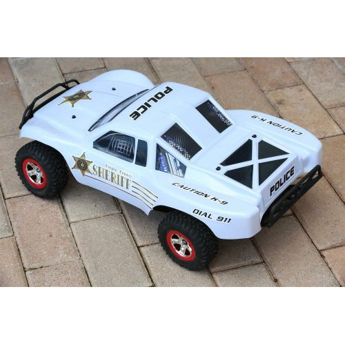  SummitLink Custom Body Police White Style Compatible for 1/10 Scale RC Car or Truck (Truck not Included) SS-POW-01