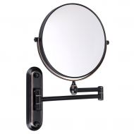 Sumnacon 8 Inch Double-Sided Swivel Wall Mount Vanity Mirror, 10x Magnification 360°Swivel 12 Extension Two-Side Retractable Makeup Mirror with Oil-Rubbed Bronze Finish for Bathroo