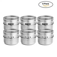Sumotik Sauce Jar Container Stainless Steel Spice Jars 12pcs/Set Clear Lid Spice Tin Jar Stainless Steel Spice Sauce Storage Container Jars Kitchen 6 Pieces Stainless Steel Magnetic Spice