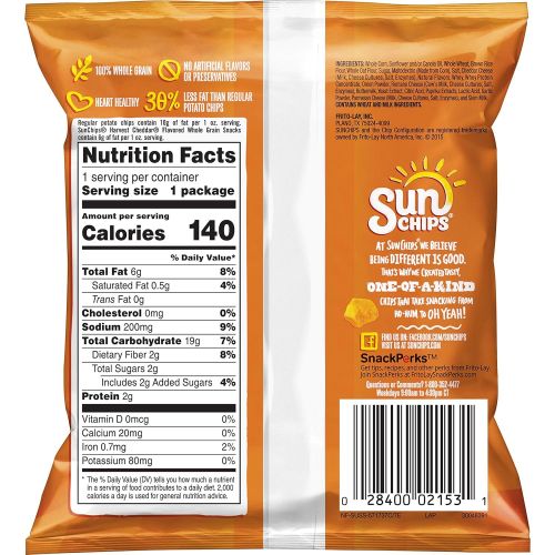  Sun Chips SunChips Harvest Cheddar Flavored Multigrain Snacks, 1 Ounce (Pack of 104)