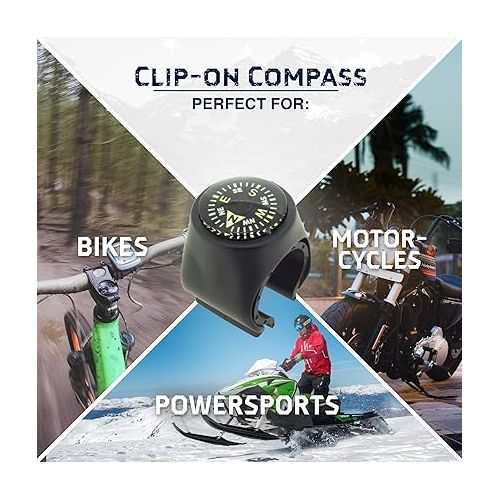  Sun Company Clip-On Compass for Bikes | Handlebar Compass for Bicycle, Motorcycle, ATV, or Snowmobile