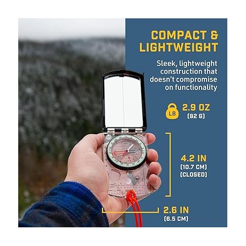  Sun Company ProSight Sighting Map Compass with Adjustable Declination - Lightweight Orienteering Baseplate Compass for Hiking, Backpacking, and Survival Navigation | Professional Grade Compass