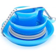 Sun Company Zero Kit - 4-Person Stackable Nesting Mess Kit for Camping with Silicone Strap Dishwasher-Safe Space-Saving Travel Plates, Bowls, and Mugs Dinnerware for Camping, Backp