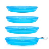 Sun Company Zero Plates - 4-Pack of Stackable Nesting Plates for Camping with Silicone Strap Dishwasher-Safe Space-Saving Travel Mess Kit Dinnerware for Camping, Backpacking, or RV