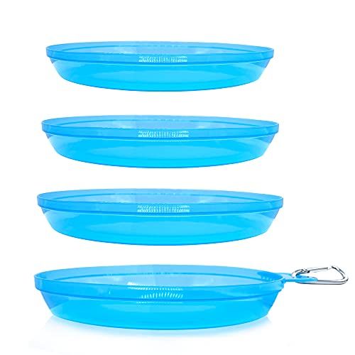  Sun Company Zero Plates - 4-Pack of Stackable Nesting Plates for Camping with Silicone Strap Dishwasher-Safe Space-Saving Travel Mess Kit Dinnerware for Camping, Backpacking, or RV