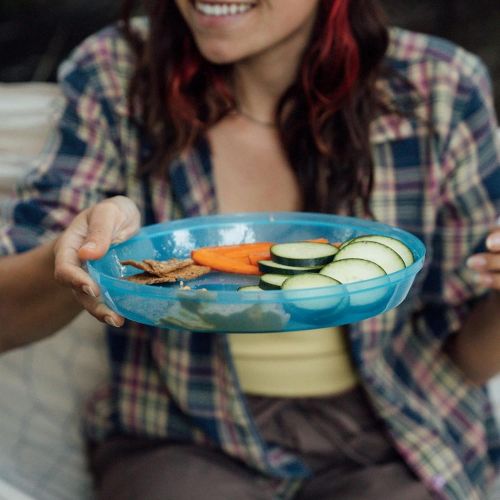  Sun Company Zero Plates - 4-Pack of Stackable Nesting Plates for Camping with Silicone Strap Dishwasher-Safe Space-Saving Travel Mess Kit Dinnerware for Camping, Backpacking, or RV