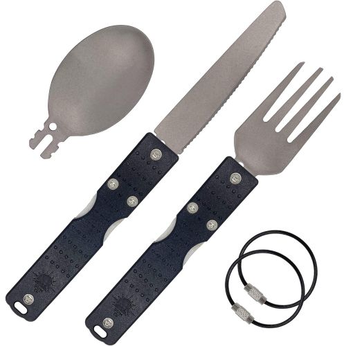  Sun Company ClickWare - Titanium and Aluminum Modular Cooking/Eating Utensils for Camping, Backpacking, or Travel Lightweight Cutlery Attachments with Universal Handle