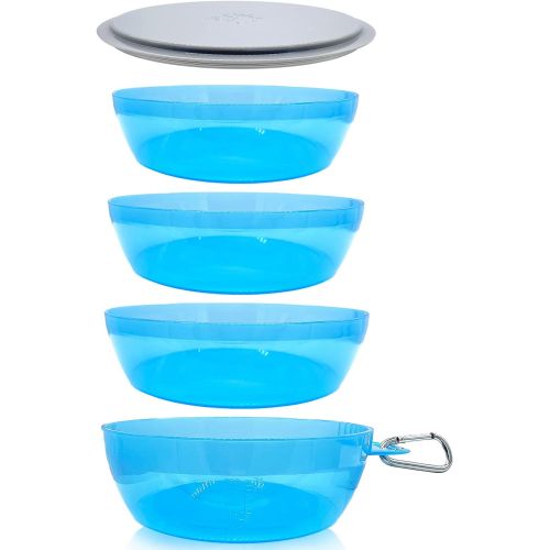  Sun Company Zero Bowls - 4-Pack of Stackable Nesting Bowls for Camping with Water-Tight Lid Dishwasher-Safe Space-Saving Travel Mess Kit Dinnerware for Camping, Backpacking, or RV