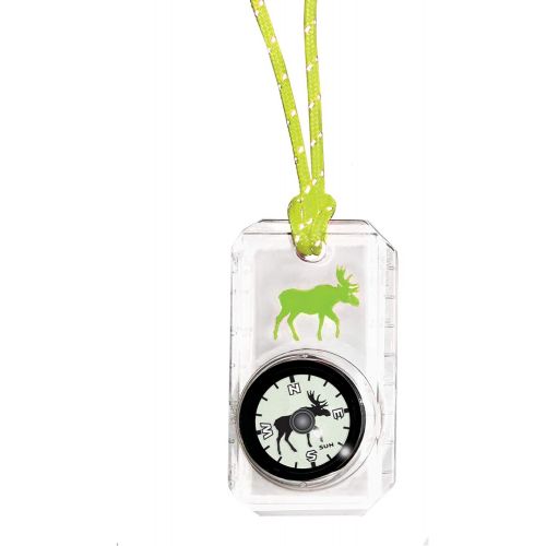  Sun Company Wildlife Compass for Kids - Childrens Compasses for Camping, Hiking, and Exploring Break-Away Neon Lanyard