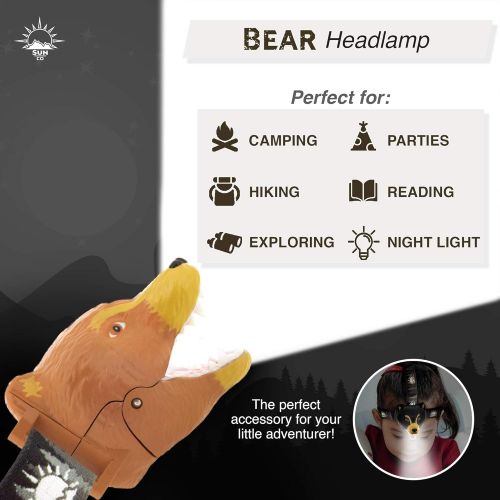  Sun Company Bear LED Headlamp - Bear Headlamps for Kids Multiple Styles Available Toy Head Lamp for Boys, Girls, or Adults Perfect for Camping, Hiking, Reading, and Parties