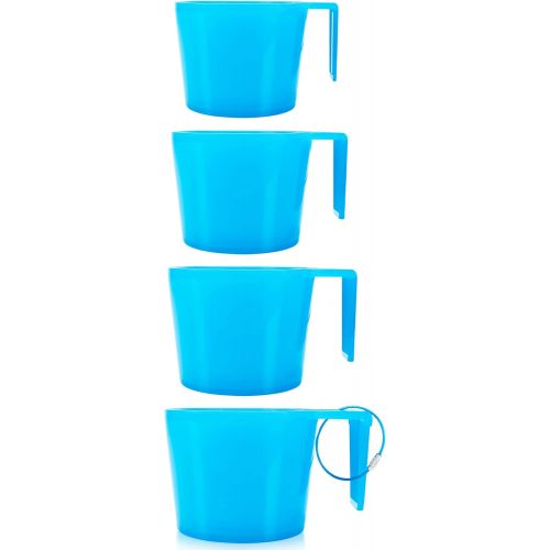  Sun Company Zero Mugs - 4-Pack of Stackable Nesting Camping Mugs Dishwasher-Safe Space-Saving Travel Cups Great for Coffee, Tea, or Cold Beverages (Blue Ice)