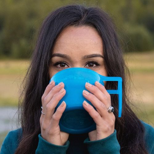  Sun Company Zero Mugs - 4-Pack of Stackable Nesting Camping Mugs Dishwasher-Safe Space-Saving Travel Cups Great for Coffee, Tea, or Cold Beverages (Blue Ice)