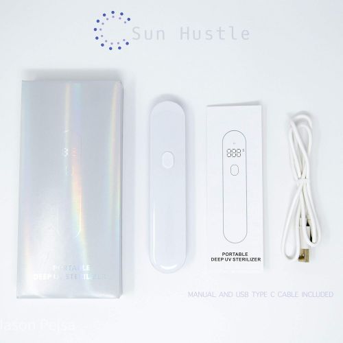  Sun Hustle UV Light Sanitizer Wand - Portable USB-C Rechargeable 3x UVC LED Light Sterilizer for Masks, Cell Phones or Any Surface - Helps Combat Bacteria, Germs and Viruses.
