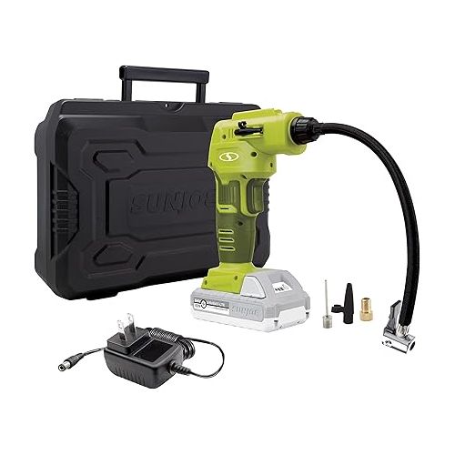  Auto Joe 24V-AJC1-LTE-P1 24-Volt IONMAX Cordless Portable Air Compressor Kit, w/ 2.0-Ah Battery, Charger, Storage Bag, and Nozzle Adapters & 24V-DD-CT Cordless 24-Position 2-Speed Drill Driver, Tool