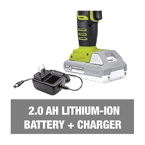  Auto Joe 24V-AJC1-LTE-P1 24-Volt IONMAX Cordless Portable Air Compressor Kit, w/ 2.0-Ah Battery, Charger, Storage Bag, and Nozzle Adapters, Green