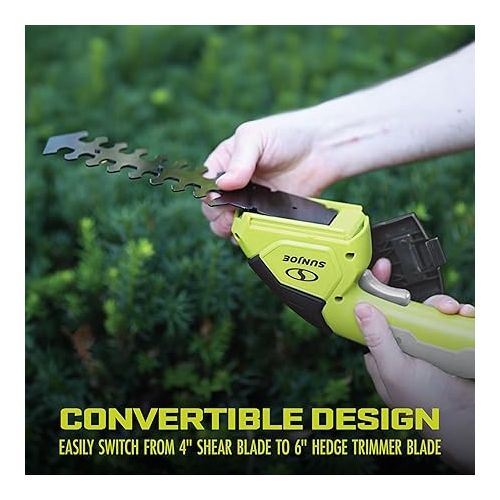  Sun Joe HJ604C Cordless Grass Shear + Shrubber Handheld Trimmer, (w/ Battery + Charger Included), Green, 7.2V