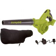 Sun Joe 24V-WSB-CT 185-MPH 105-CFM Max Cordless Rechargeable Multi-Purpose Workshop Blower w/20,000+ RPM, 2 x Dust Bags, and Trigger Lock-On to Reduce Fatigue, Green/Black