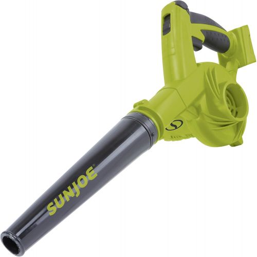  Sun Joe 24V-WSB-CT 185-MPH 105-CFM Max Cordless Rechargeable Multi-Purpose Workshop Blower w/20,000+ RPM, 2 x Dust Bags, and Trigger Lock-On to Reduce Fatigue, Green/Black