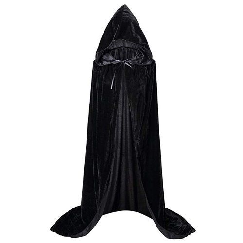  Sun Kea Unisex Hooded Cape Medieval Velvet Halloween Christmas Cloak Full Length Witch Cosplay Costumes