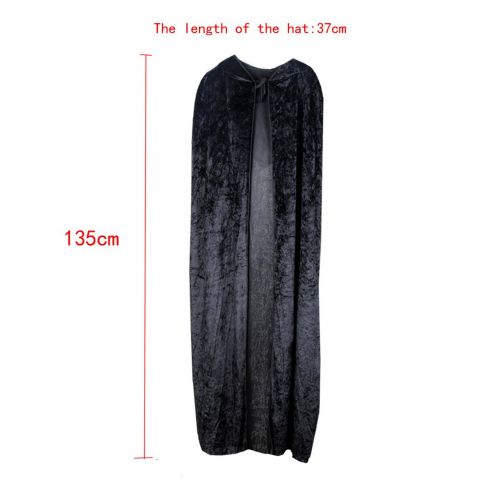  Sun Kea Unisex Hooded Cape Medieval Velvet Halloween Christmas Cloak Full Length Witch Cosplay Costumes