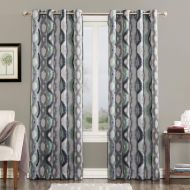 Sun Zero Burbank Geometric Ogee Watercolor Print Energy Efficient Grommet Curtain Panel, 54 x 84, Linen