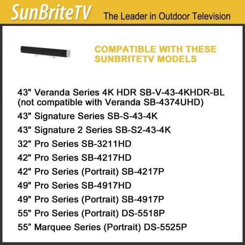  SunbriteTV SunBriteTV All-Weather 20 WATT Sound Bar for 43-Inch Signature Outdoor TV - SB-SP472-WH White