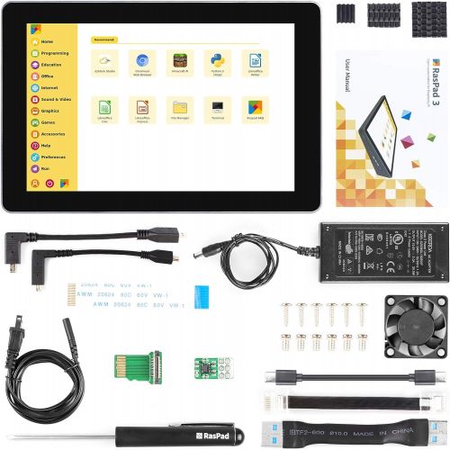  SunFounder RasPad 3.0 - an All-in-One Raspberry Pi 4B Tablet with a Built-in Battery, 10.1 Touchscreen, and onboard Audio for IoT/Progamming/Gaming/3D Printing Projects