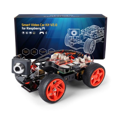  SunFounder Smart Video Car Kit V2.0 for Raspberry Pi 3 Model B+ B 2B Graphical Visual Programming Language Remote Control by UI on Windows Mac Web Browser Electronic Toy with Detai