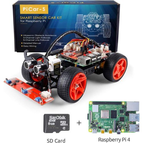  SunFounder Smart Video Car Kit V2.0 for Raspberry Pi 3 Model B+ B 2B Graphical Visual Programming Language Remote Control by UI on Windows Mac Web Browser Electronic Toy with Detai