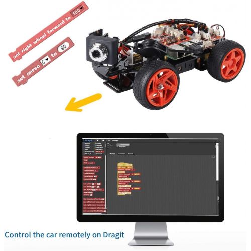  SunFounder Smart Video Car Kit V2.0 for Raspberry Pi 3 Model B+ B 2B Graphical Visual Programming Language Remote Control by UI on Windows Mac Web Browser Electronic Toy with Detai