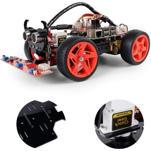  SunFounder Smart Video Car Kit V2.0 for Raspberry Pi 3 Model B+ B 2B Graphical Visual Programming Language Remote Control by UI on Windows Mac Web Browser Electronic Toy with Detai