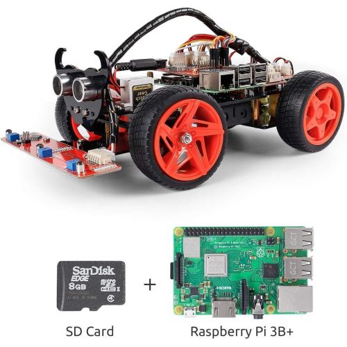  SunFounder Smart Video Car Kit V2.0 for Raspberry Pi 3 Model B+ B 2B Graphical Visual Programming Language Remote Control by UI on Windows Mac Web Browser Electronic Toy with Detai