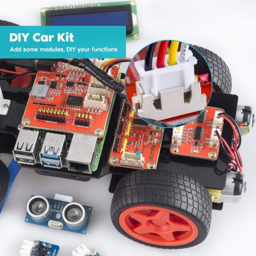  SunFounder Smart Video Car Kit V2.0 for Raspberry Pi 3 Model B+ B 2B Graphical Visual Programming Language Remote Control by UI on Windows Mac Web Browser Electronic Toy with Detai