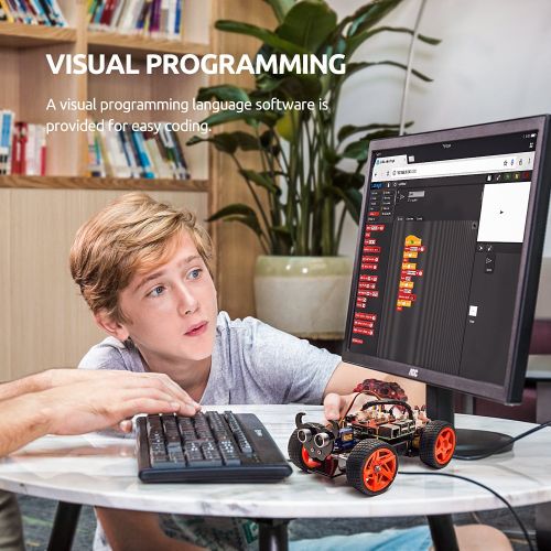  SunFounder Smart Video Car Kit V2.0 for Raspberry Pi 3 Model B+ B 2B Graphical Visual Programming Language Remote Control by UI on Windows Mac Web Browser Electronic Toy with Detai