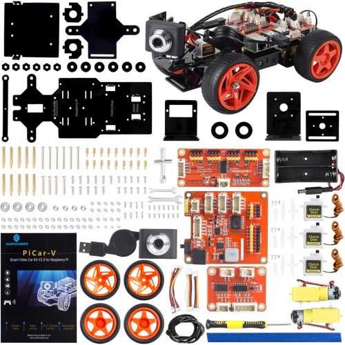  SunFounder Smart Video Car Kit V2.0 for Raspberry Pi 3 Model B+ B 2B Graphical Visual Programming Language Remote Control by UI on Windows Mac Web Browser Electronic Toy with Detai