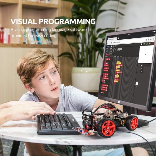  SunFounder Smart Video Car Kit V2.0 for Raspberry Pi 3 Model B+ B 2B Graphical Visual Programming Language Remote Control by UI on Windows Mac Web Browser Electronic Toy with Detai