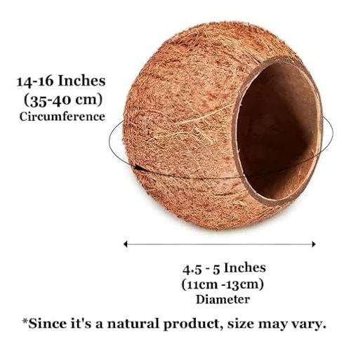  SunGrow Coconut Shell House for Gecko, Snake & Ball Python, Raw Coco Husk, Pet Hiding House, Climber or Chew Toy, for Reptiles, Amphibians (Coco Bowl)