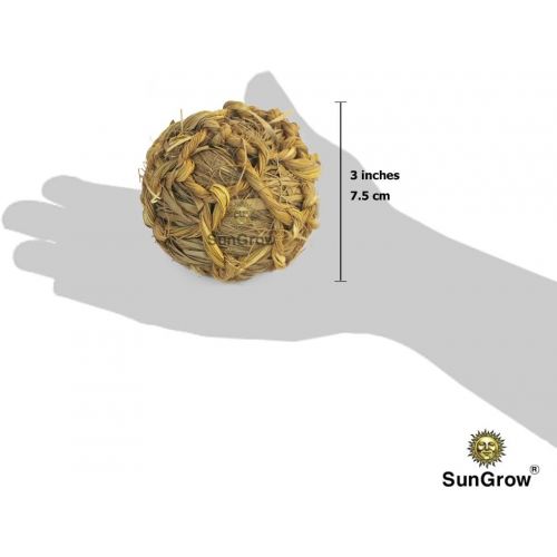  SunGrow Seagrass Ball, 3 inches, Bouncy, Chewable Teething Pet Toy for Rabbits, Cats, Hamsters, Gerbils, Birds and Other Pocket Pets, Handwoven Seagrass Ball & Reduce Bunny Boredom