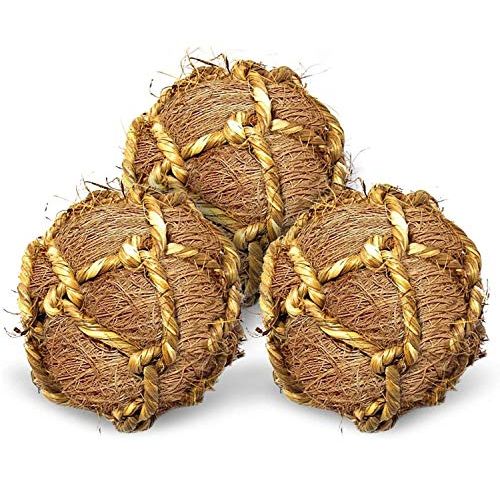  SunGrow Coco Fiber Rope Ball for Parrots, Floss Ball Improves Dental Health, Teeth Floss Ball, Chew Toy, Improves Dental Health, Boredom Buster and Stress Reliever Ball