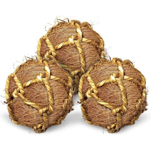  SunGrow Coco Fiber Rope Ball for Parrots, Floss Ball Improves Dental Health, Teeth Floss Ball, Chew Toy, Improves Dental Health, Boredom Buster and Stress Reliever Ball